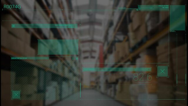 Animation of data processing and diagrams over warehouse