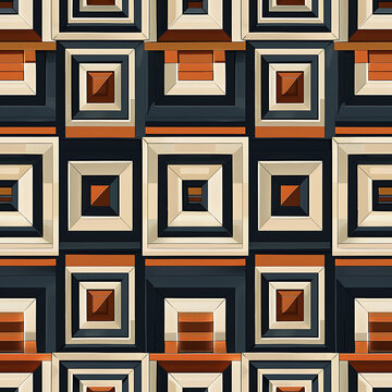 Black and Orange Square Repeating Pattern with Illusion Qualities