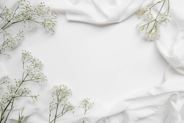 Wildflowers on white background. Flat lay, top view.