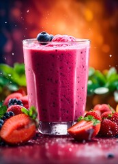 strawberry smoothie with blueberries