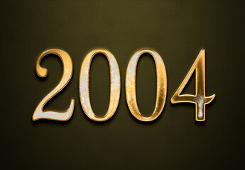 Old gold effect of year 2004 with 3D glossy style Mockup.	