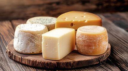 Farm Cheese Assortment on Wooden Board