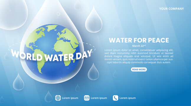 World Water Day background with drop rainwater and earth