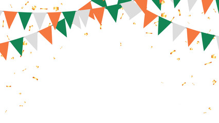 bunting hanging banner green, white and orange flag triangles party decoration
