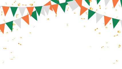 Fototapeta premium bunting hanging banner green, white and orange flag triangles party decoration