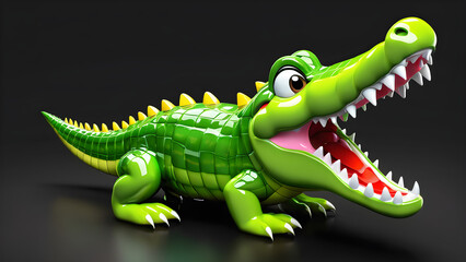 animal crocodile emoji on a black background. crocodile isolated on black. crocodile cartoon. wild animal crocodile 