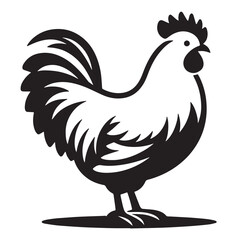 Charming Chicken Silhouette, Chicken Collection for Farm , Graceful Chicken Designs-black and white illustration