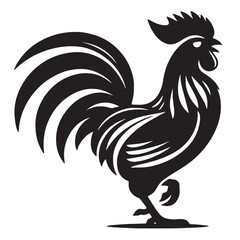 Charming Chicken Silhouette, Chicken Collection for Farm , Graceful Chicken Designs-black and white illustration