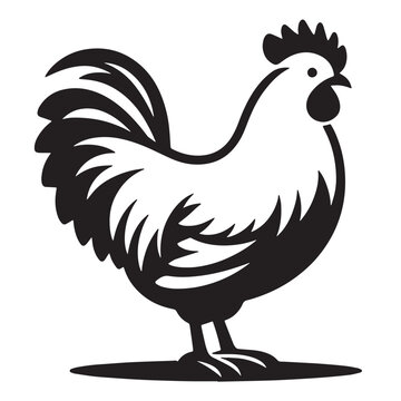 recommend clip art: Charming Chicken Silhouette, Chicken Collection for Farm , Graceful Chicken Designs-black and white illustration