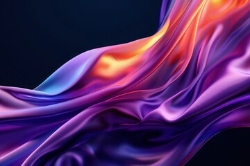 Abstract and fluid visual impression of a flowing, silky fabric on a dark background.