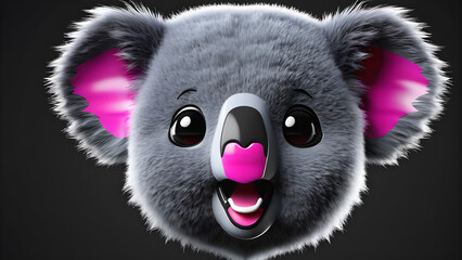 koala image. an animal koala emoji on a black background. koala cartoon illustration. koala head cartoon