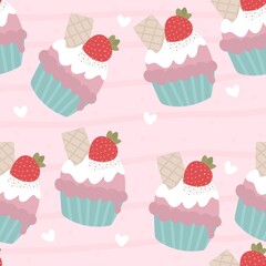 seamless pattern with cupcakes
