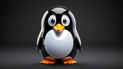 Fototapeta premium penguin cartoon. penguin cartoon isolated illustration. an animal penguin emoji on black background.