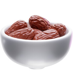 3D illustration Dates Fruit Bowl object