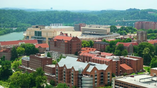 Knoxville, Tennessee. View from above of University of Tennessee campus historical buildings. American public education and research