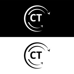 CT letter  logo minimal unique and simple logo design, CT creative modern monogram logo style
