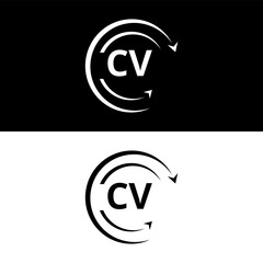 CV letter  logo minimal unique and simple logo design, CV creative modern monogram logo style
