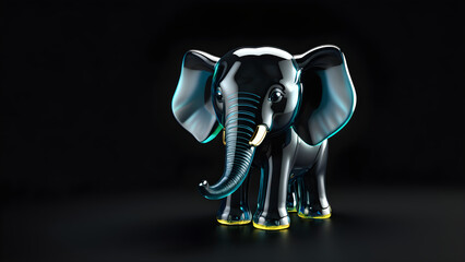 elephant cartoon. glassy a animal elephant emoji on a black background - obrazy, fototapety, plakaty