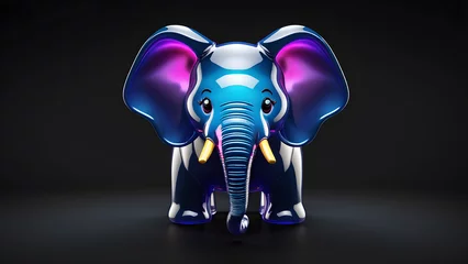 Foto op Aluminium elephant cartoon. glassy a animal elephant emoji on a black background © Udayakumar
