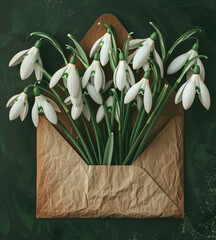 Snowdrops on wooden background