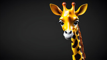 giraffe cartoon. animals giraffe emoji on a black background - obrazy, fototapety, plakaty