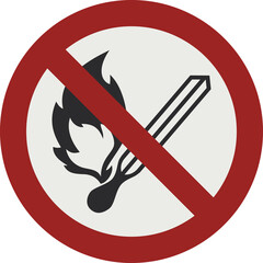 PROHIBITION SIGN PICTOGRAM, No open flame ISO 7010 &ndash; P003
