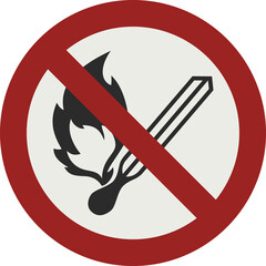 PROHIBITION SIGN PICTOGRAM, No open flame ISO 7010 – P003, PNG