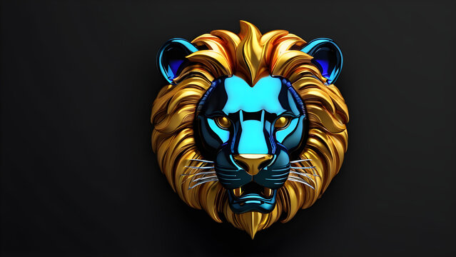 lion head illustration. a animals lion emoji on black background