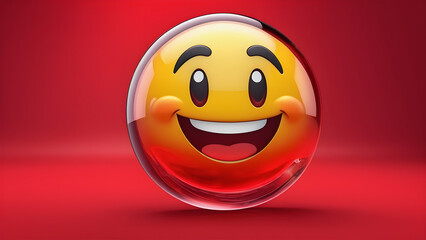 Fototapeta premium smiley face in the red background. 3d smiley face. an emoji on a red background
