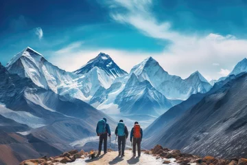 Foto auf Acrylglas Mount Everest Mount Everest of men, hiker on mountains with Climbing sport.