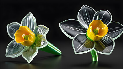 a flower daffodil emoji on black background