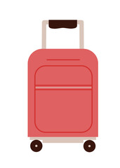 Simple modern handy rolling luggage , hand drawn vector illustration in flat design