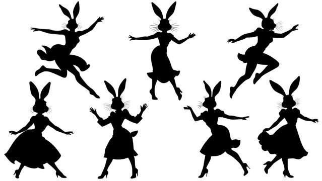 Stylish silhouettes of bunny lady