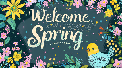 Fototapeta premium Welcome Spring - Floral and Fauna Celebration Artwork