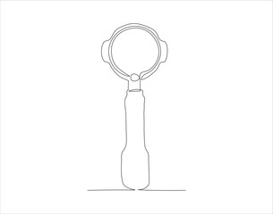 Continuous Line Drawing Of Portalfilter. One Line Of Portafilter Machine. Portafilter Coffee Continuous Line Art. Editable Outline.