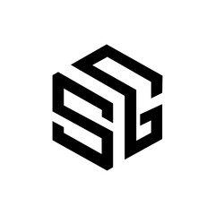 Letter Sg or Gs hexagon shapes alphabet modern unique monogram logo design idea