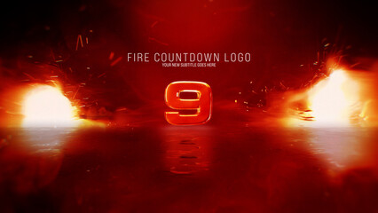 Fire Countdown Logo Opener - obrazy, fototapety, plakaty