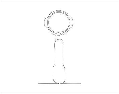 recommend clip art: Continuous Line Drawing Of Portalfilter. One Line Of Portafilter Machine. Portafilter Coffee Continuous Line Art. Editable Outline.