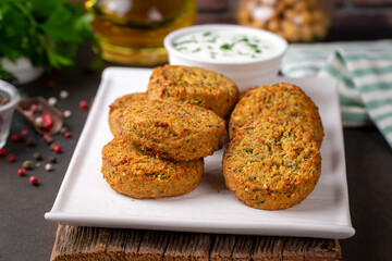 Falafel; traditional Lebanese appetizer made from chickpeas.