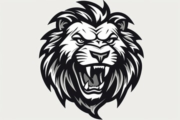 Roaring lion head icon sticker clipart illustration and esports mascot logo concept - obrazy, fototapety, plakaty