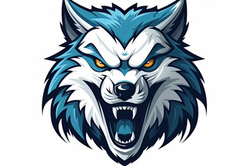 Wolves head and wolf icon sticker art illustration and esports mascot logo concept