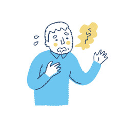 ろれつが回らなくて困っているシニア男性