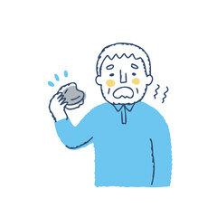 入歯が合わなくて困っているシニア男性