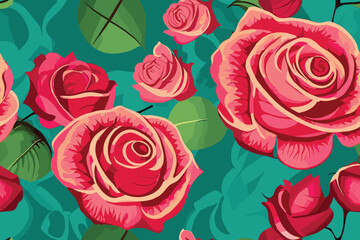 Rose Pattern Design for Wallpaper, Fabric, Bags, Shoes and Wall Decorating