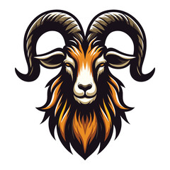 Goat head face logo vector illustration, farm pet, animal livestock, for butchery meat shop and dairy milk product, agriculture concept, design template isolated on white background
