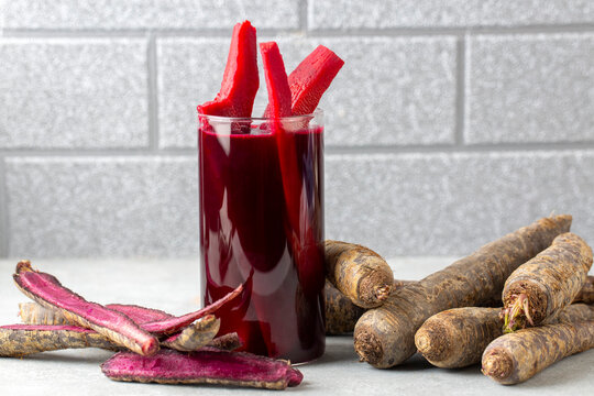 Salgam or fermented beet juice. Popular Turkish drink. Traditional beverage made with water, purple carrot or turnip (juice).