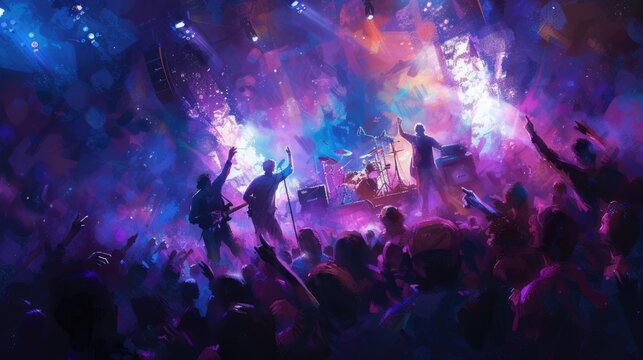 Concert-themed images evoke the excitement and atmosphere of live music experiences, portraying audience reactions, stage dynamics, and memorable moments from performances