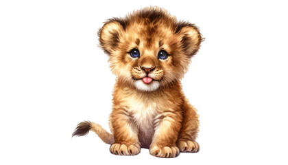 Fototapeta premium Adorable lion cub illustration perfect for children's books and educational use