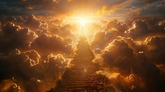 Stairs to the sky - stairway to heaven, entrance to the afterlife concept