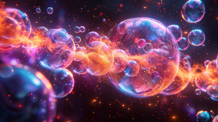 Abstract neon colored glowing bubbles
